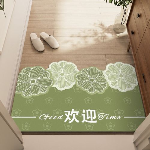 春日小花入户门地垫进门门口脚垫PVC可擦免洗防滑进门皮革地毯