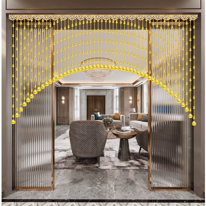 2025水晶珠帘隔断帘子客厅玄关装饰免打孔撑杆卧室葫芦门帘挂帘子