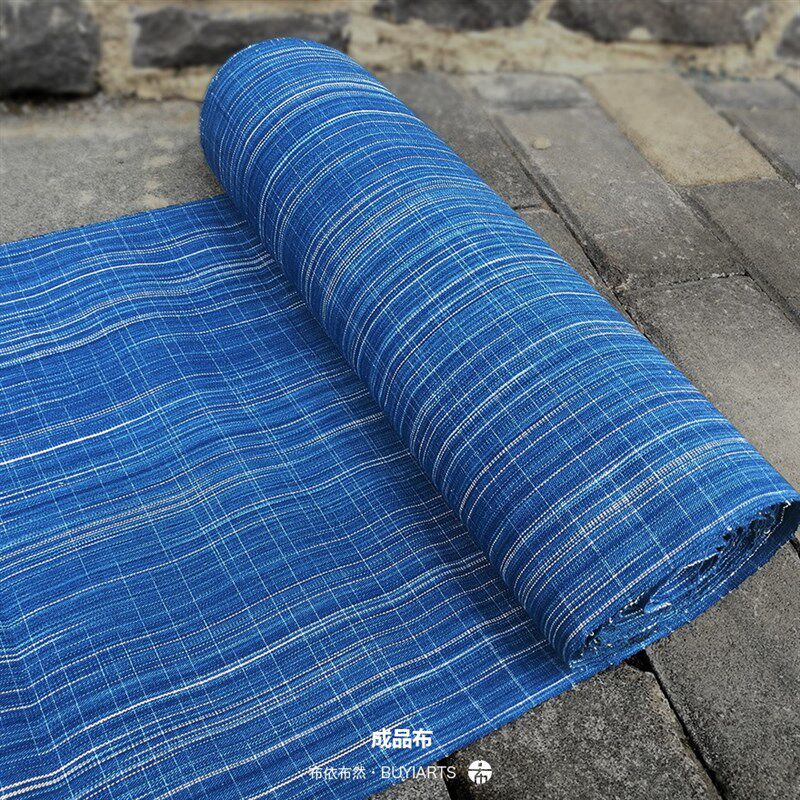 贵州手工织布 植物染色 粗布纯棉布料DIY服装草木染手织布宽42cm
