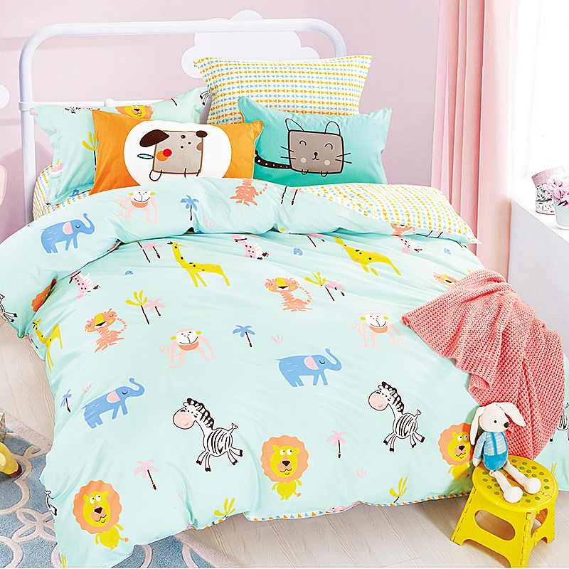 纯棉床单被套全棉卡通床品儿童幼儿园床上用品被罩3三件套1.2m米2