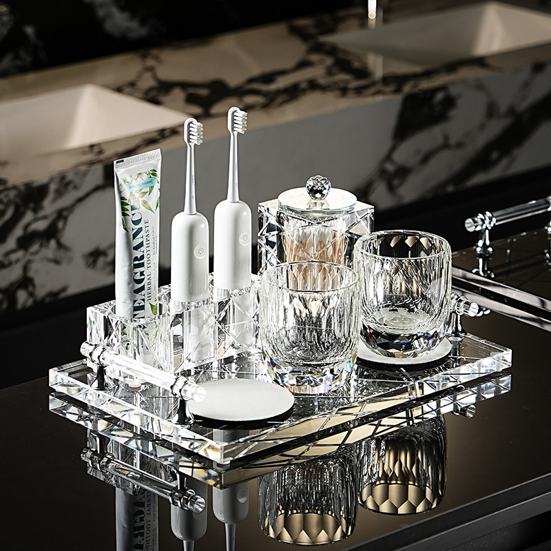 高奢K9水晶手刻电动牙刷牙杯架卫生间洗漱套装老钱风别墅浴室用品,家庭/个人清洁工具,牙刷架/牙具座,淘宝优惠券,粉丝福利购,淘宝优惠卷