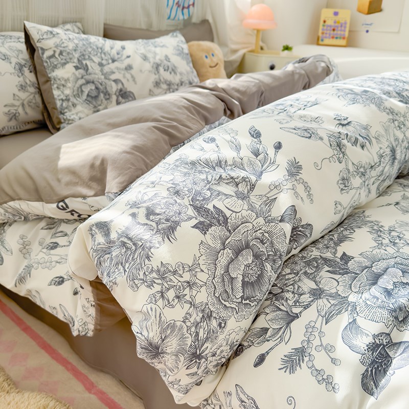 2025A类水洗云朵棉四件套可爱卡通床上用品床单被套三件套床