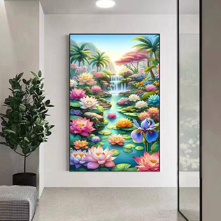 直盛世莲十2字绣205新线绣花客厅HHX垂版入口大网格自绣手工全绣