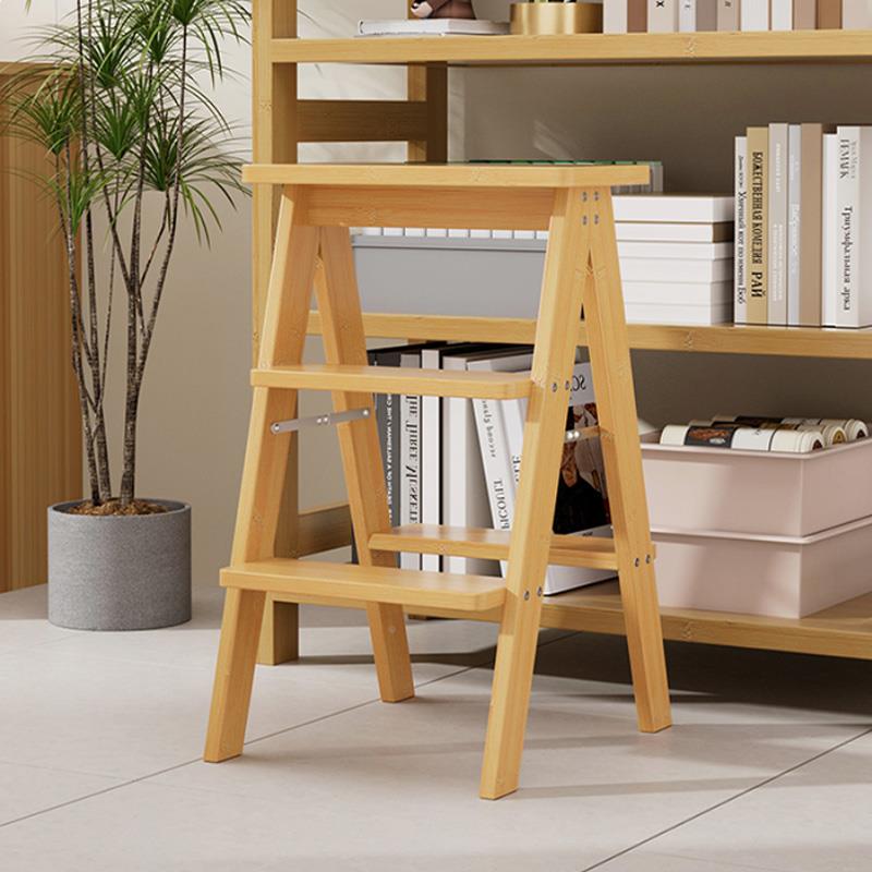折叠梯凳家用梯子步实木凳高子厨房吧台多凳登三梯功能收银台椅子