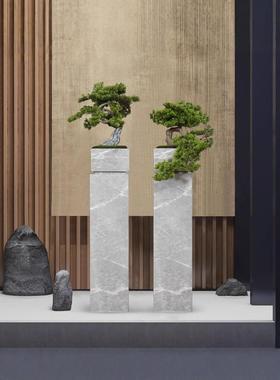 仿真迎客松盆景样板客厅花落地大理间石式器茶室2021421装饰新中