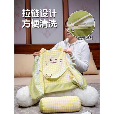 背猫咪头靠垫软护腰靠枕大靠枕沙床发抱枕床上看书枕头宿舍RZT学
