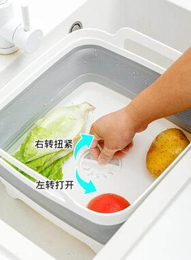 日式厨房ayt0pwFZ折水洗菜盆洗果叠沥水篮可缩菜篮子家伸用旋转排