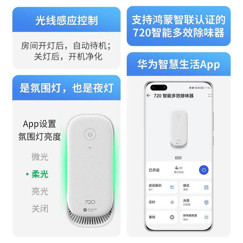 72智0能化妆室除味器 RC200s所浴室空气净化器 厕宠物家用去洗手