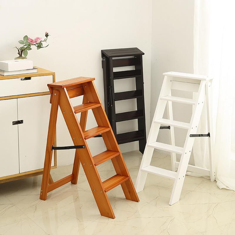 实木家用折叠梯下梯子轻5-3便五步梯安装免人字置物架上铺梯加厚
