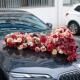 欧艺式 婚礼装 头饰迎亲车队婚车布置仿真假花花 车OAT字车花婚V庆