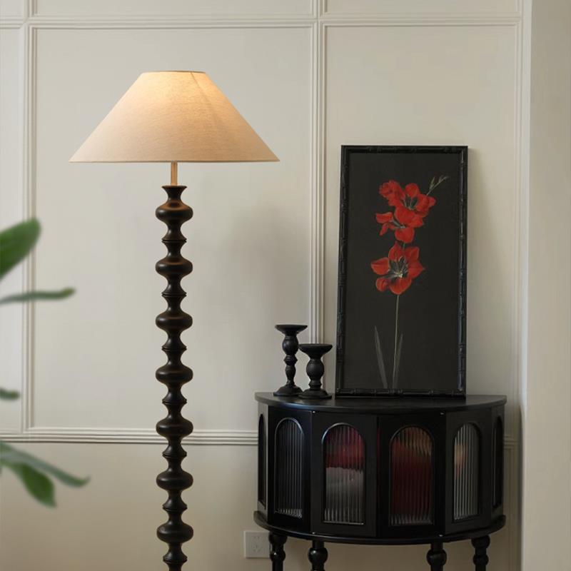 中侘寂风实木426落地灯客古感厅沙发法式复高级古卧室床头灯落地