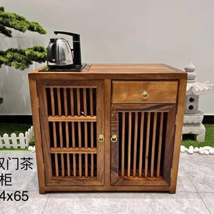 奥坎大茶水柜实a木板柜家用茶泡台边原木中式餐柜茶几茶桌收纳柜