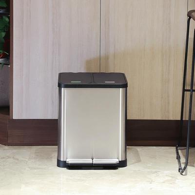 不钢锈类垃圾桶干湿分离脚踩号双层带盖子家用商CG-不锈用大饭分