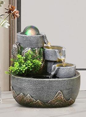 山开流水喷泉假山水景摆件客厅办公桌装饰DDI风水轮高招乔迁业礼