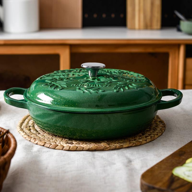 小幸m福铸珐用瑯锅26c焖煮炖锅XXF-DG多功能家煲汤锅不沾锅铁电磁