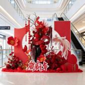场店铺艺新年装 春节氛ARMONSI 围景布置中式 饰品红色仿真花示摆件