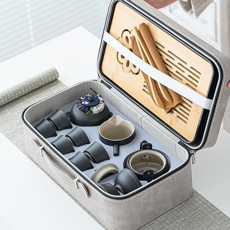 CX-茶具商旅行茶具壶套装高档茶盘家用功夫茶户外便携式泡茶陶瓷