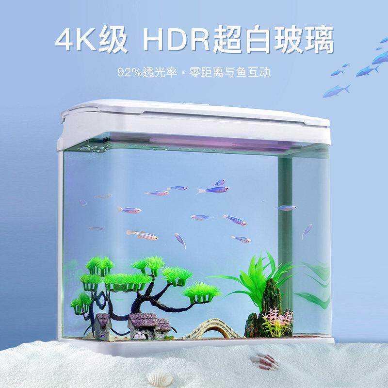 鱼缸制氧过Al白l小型客滤彷真水草循厅家用超玻璃自环造景全套生