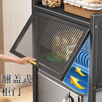 高端架房微波炉置物架落地多功能碗烤碟收纳层厨子多层带门箱收纳