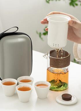 旅行茶具户可携式一ZDD人茶杯茶壶套组喝旅包行露营外茶装备快客