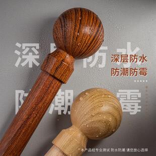 加厚静生态木纹音彷木铝杆纹简约中式合金窗杆罗马杆单杆双顶装侧