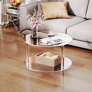 亚克力透明茶几客厅家用小户型沙发边几现代简易圆形茶几小桌子