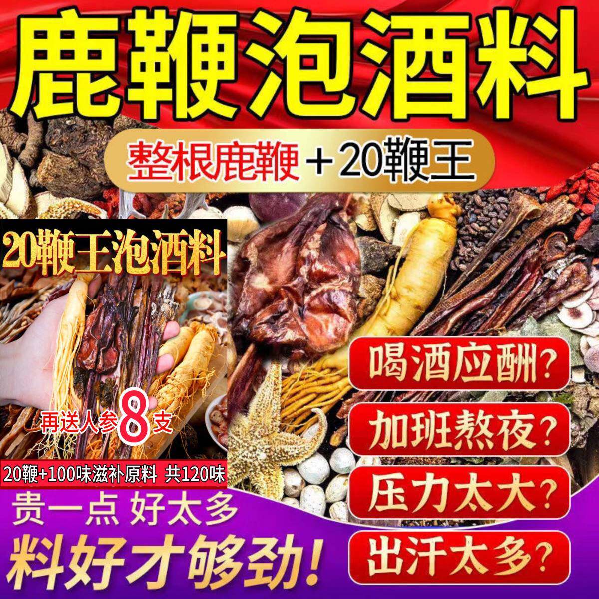 泡酒的药材专用男士人参十全套装泡酒材料肾配方药酒补大鞭泡酒料
