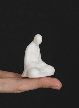 创意白瓷小号无相佛人物摆件居室客厅茶道禅意装饰配件造景摆设