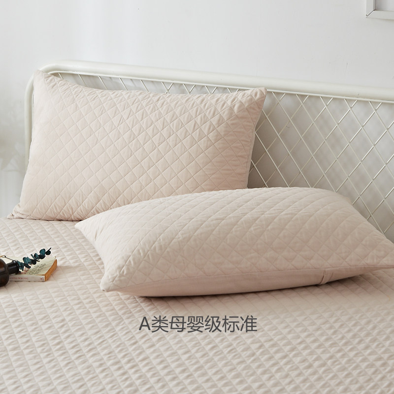 全棉双层纱夹棉拉链枕套定制 纯棉加厚绗缝48x74cm单人枕头套订做