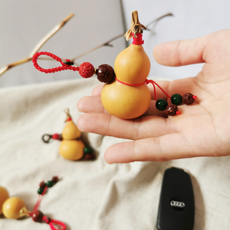 天然小葫芦钥匙扣挂件迷你小葫芦车钥匙挂件平安招财创意包包挂饰