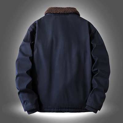 冬季新款纯棉工装飞行员棉衣男式甲板服外套宽松加绒加厚翻领夹克