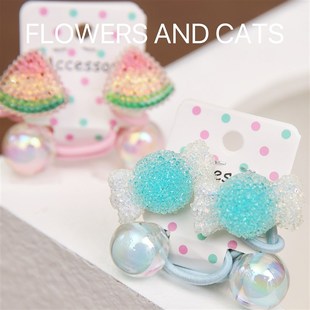 2024新款 女童磨砂糖果水果头绳儿童皮筋宝宝女童皮套弹力发绳头饰