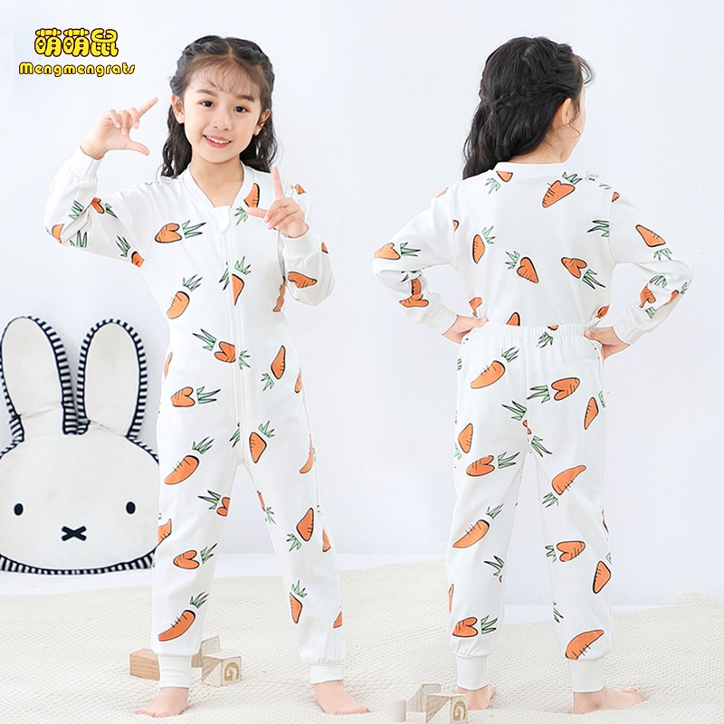 儿童连衣睡衣纯棉春季男连体衣薄款春秋大童家居服宝宝睡袋女卡通