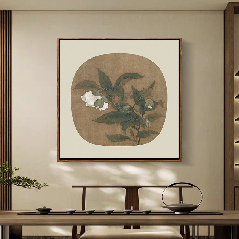 宋式美学挂画宋画小品复古装饰画玄关方形餐厅客厅酒店新中式壁画图片