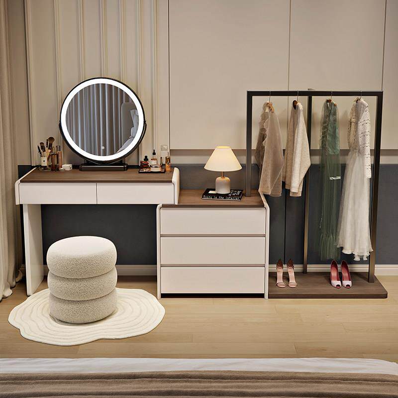 现代卧室简约斗柜衣帽架一体化化妆台轻奢高级感储物多功能妆桌