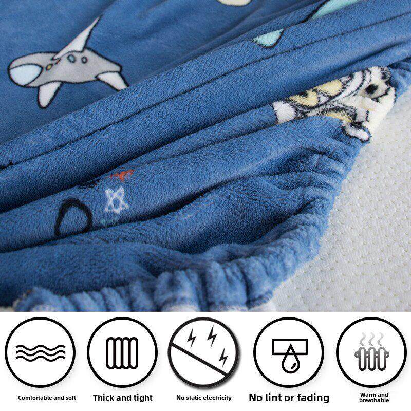 床笠牛奶绒冬季款床单件薄乳胶床垫罩保护套榻榻米四件套加绒定制