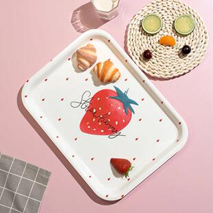 爱家居心选 黄梨草莓水果密胺盘ins星星长方形托 托盘茶盘水杯收