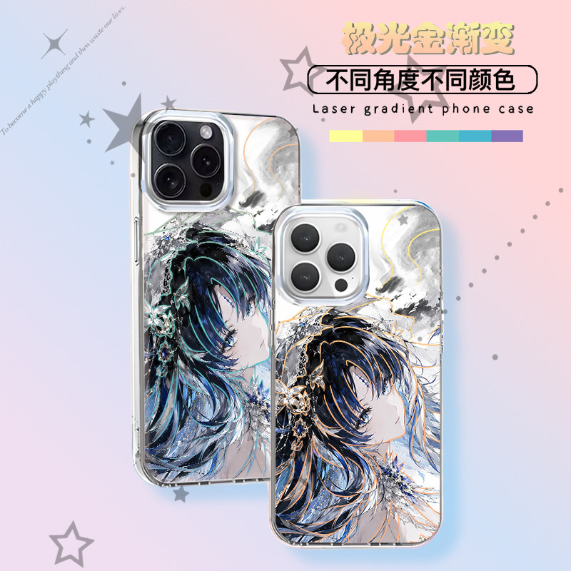 秧秧鸣潮新款二次元适用苹果iphone华为荣耀VIVO小米红米OPPOIQOO真我一加轻磨砂全包防摔极光金渐变手机壳图片