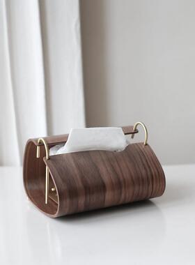 虚室杂陈新款简约北欧家居卧室客厅茶几原创意实木制纸巾盒卫生纸