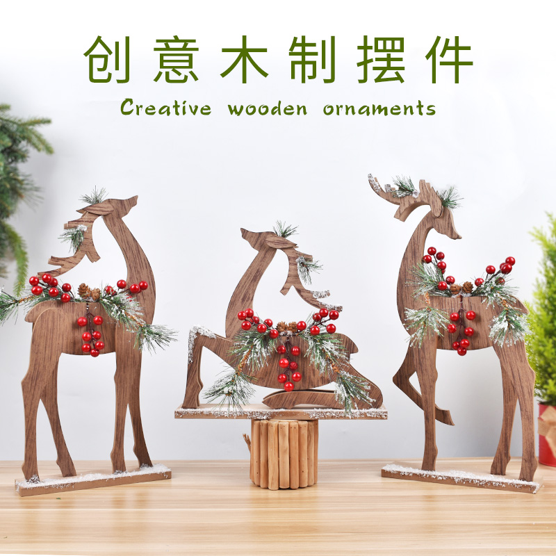 圣诞装饰品灯塔木屋信箱邮箱木制鹿场景摆件酒吧咖啡馆室内外摆饰