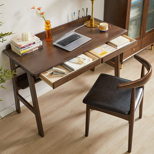 家逸电脑台式桌子家用卧室简易办公桌椅实木书桌儿童学习桌写字桌