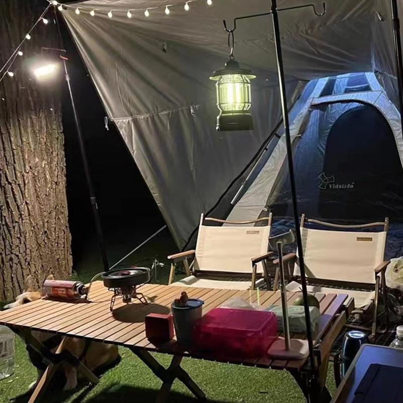 户外露营灯支架插地可折叠式挂钩架子夹桌面摆摊灯移动球泡灯灯杆