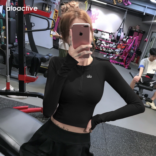aloactive半拉链速干显瘦瑜伽T恤