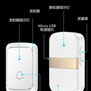 远距离电池USB双重供电无线门铃家用可区别前后门移动随身带门钟