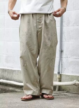 BOW WOW 新款工装系列水洗染色做旧泼墨宽松直筒休闲长裤余文乐男