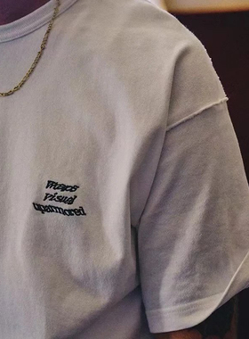 WTAPS 日系刺绣字母印花毛边纯棉休闲宽松圆领半袖T恤短袖打底衫