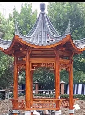 古建长廊凉亭户外庭院防腐木走廊实木休闲仿古连廊文化别墅