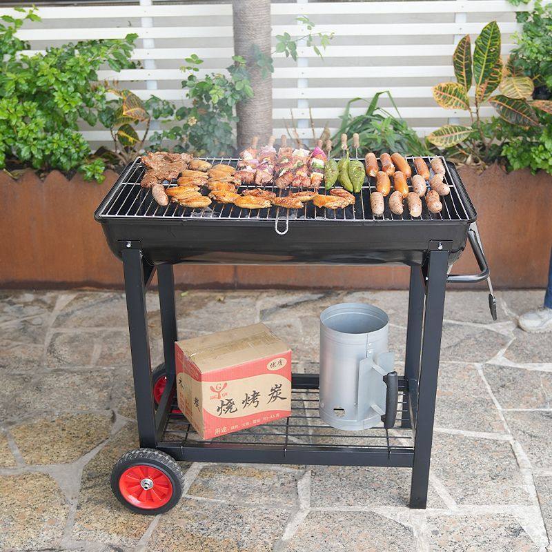 家用木炭聚会户外庭搪瓷院烧烤架围炉煮茶摆摊烧烤炉BBQ加厚无烟