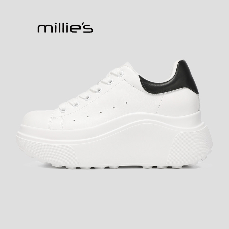 MILLIE'S/妙丽2026新品厚底小白鞋女内增高休闲运动鞋百搭板鞋Q,女鞋,德训鞋,淘宝优惠券,粉丝福利购,淘宝优惠卷