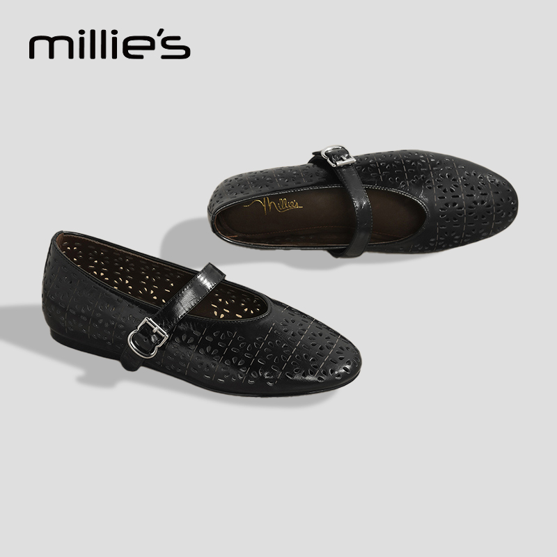 MILLIE'S/妙丽真皮复古单鞋